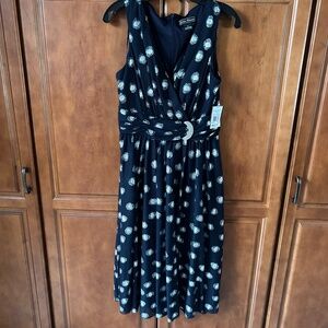 NEW Jessica Howard Navy with Silver Dots Dress Size 10